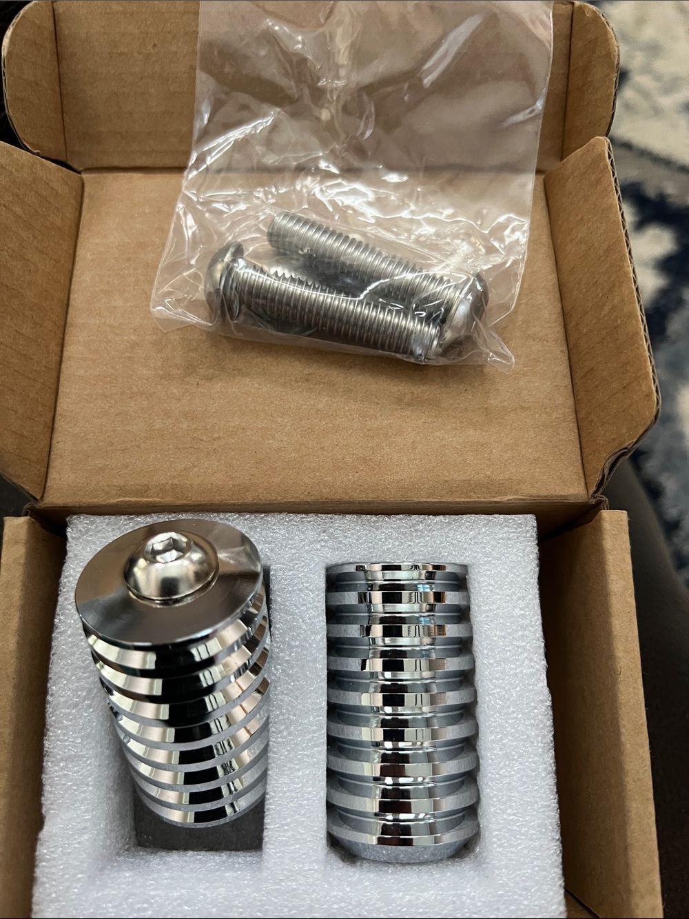 Chrome motorcycle crash bar sliders, pair